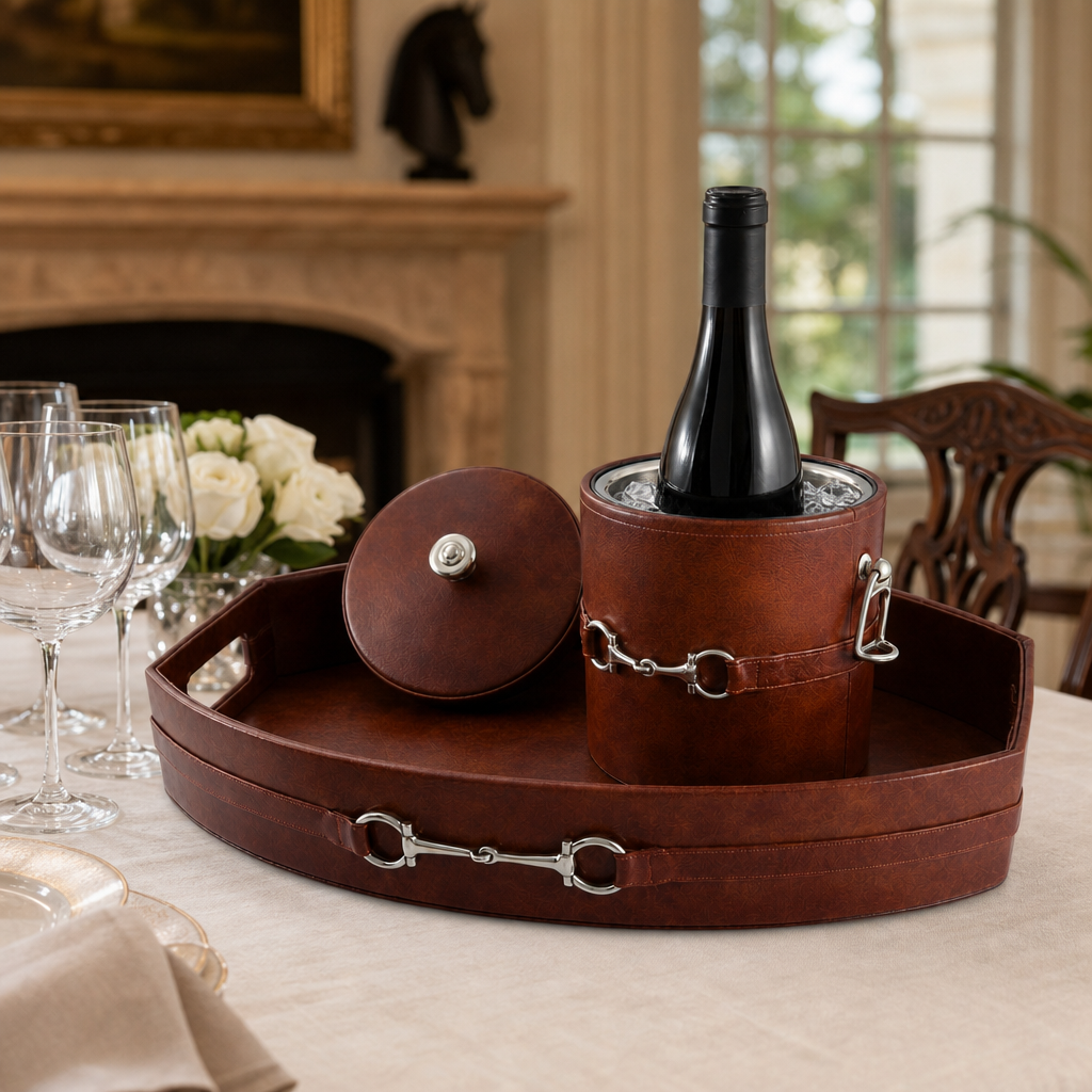Equestrian Horse Bit Vegan Leather Ice Bucket 9