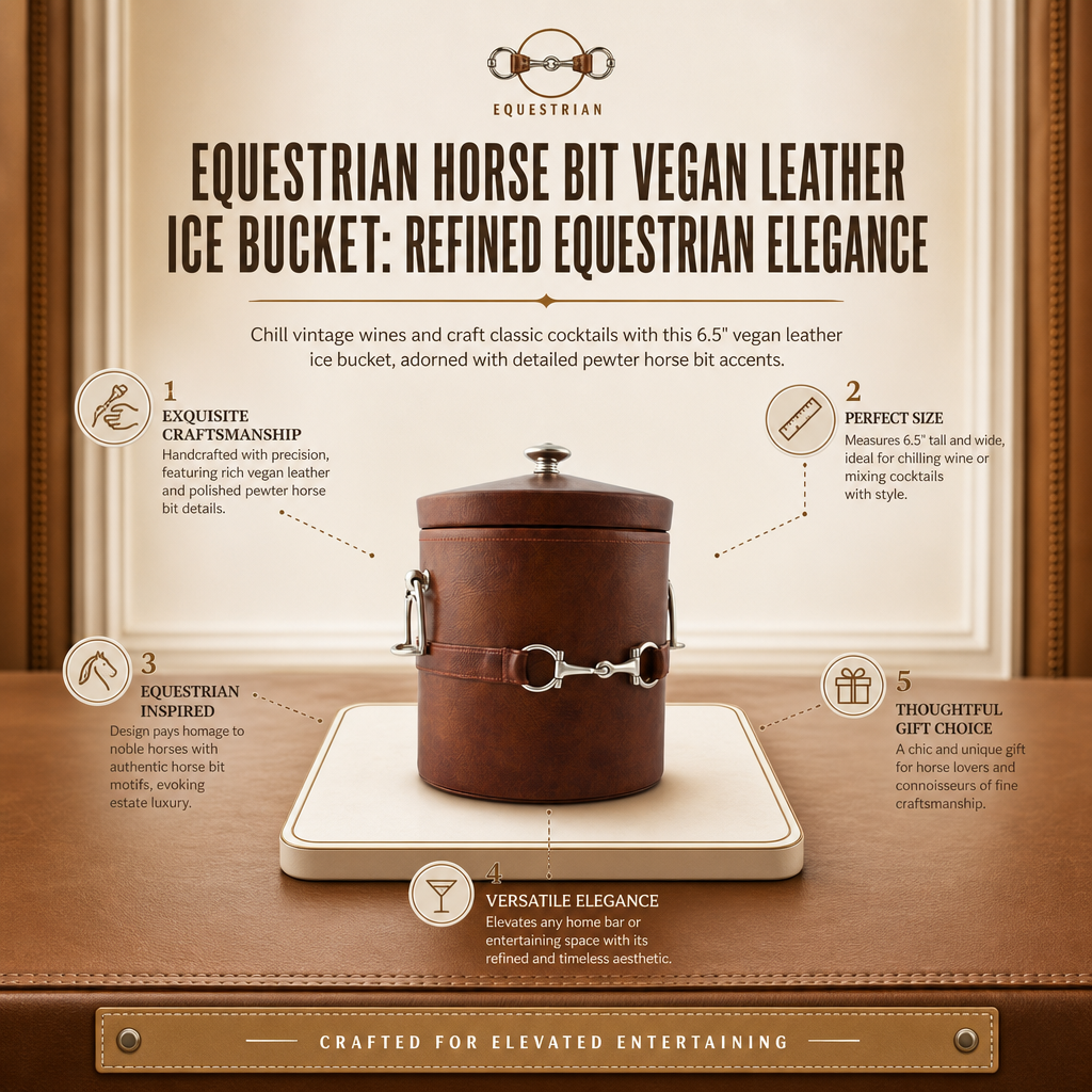 Equestrian Horse Bit Vegan Leather Ice Bucket: Refined Equestrian Elegance