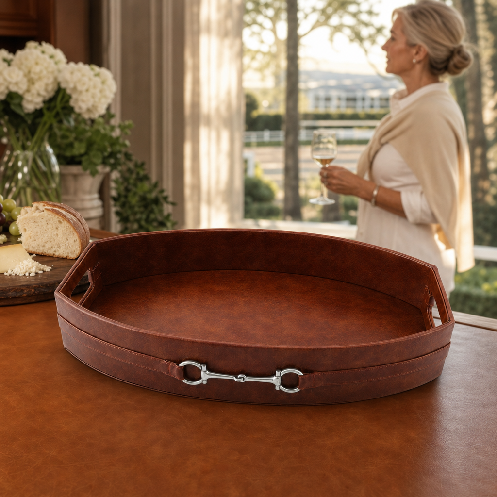 Equestrian Horse Bit Vegan Leather Tray 6
