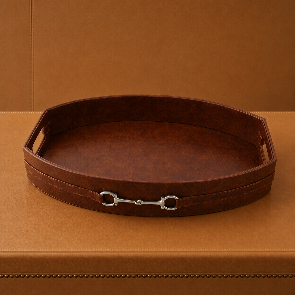 Equestrian Horse Bit Vegan Leather Tray 1
