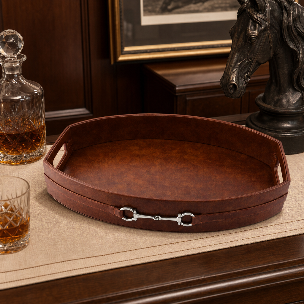 Equestrian Horse Bit Vegan Leather Tray 2
