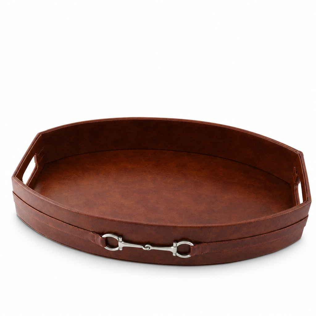 Equestrian Horse Bit Vegan Leather Tray 1