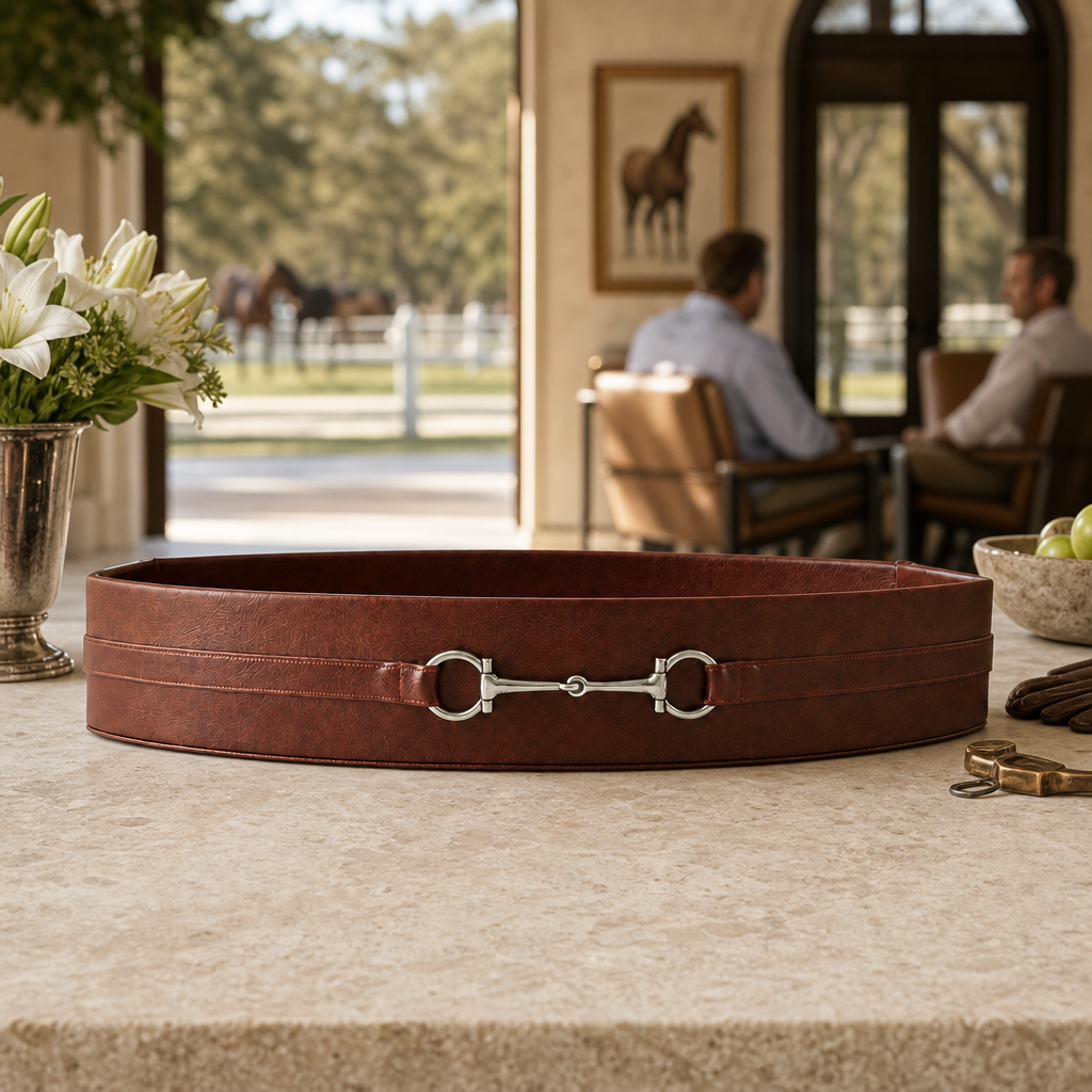 Equestrian Horse Bit Vegan Leather Tray 7