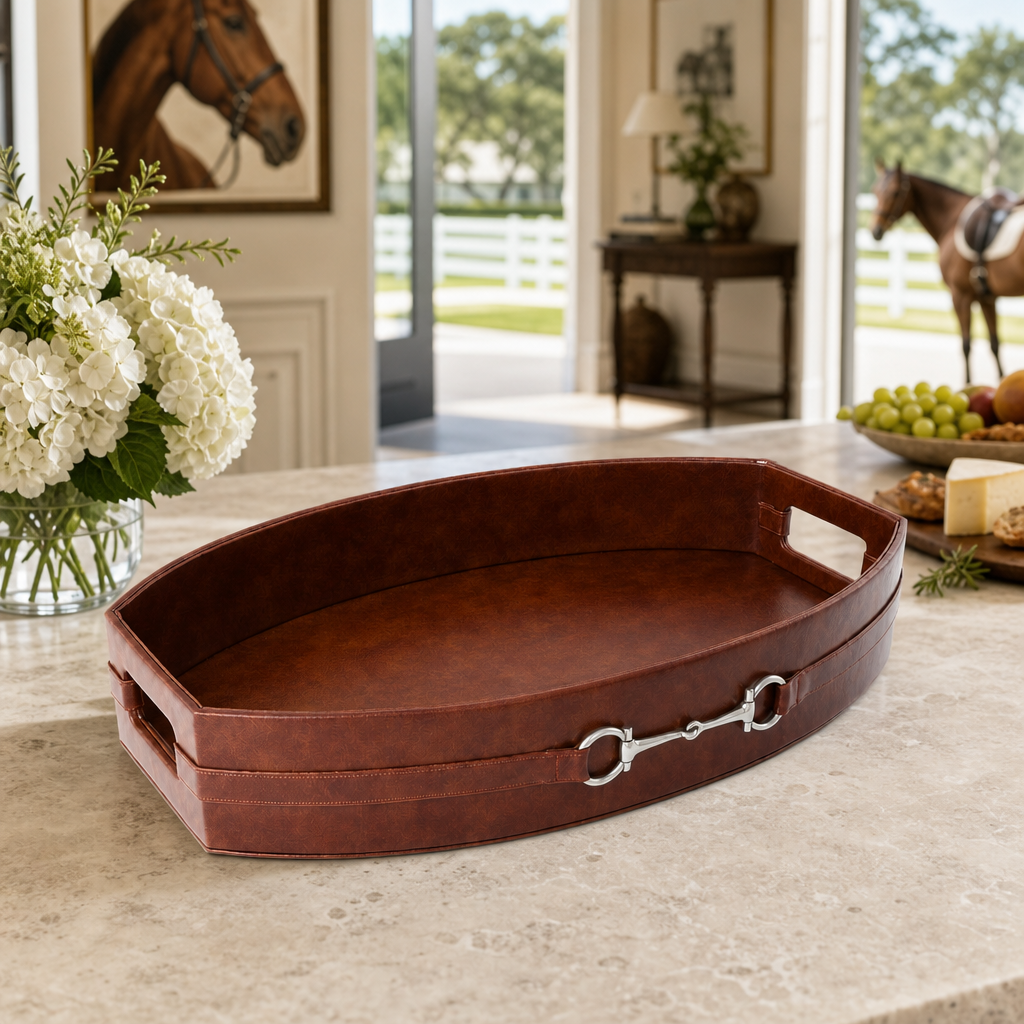 Equestrian Horse Bit Vegan Leather Tray 8
