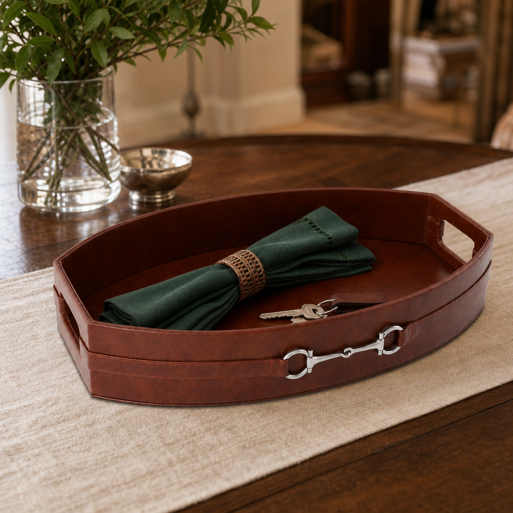 Equestrian Horse Bit Vegan Leather Tray 6