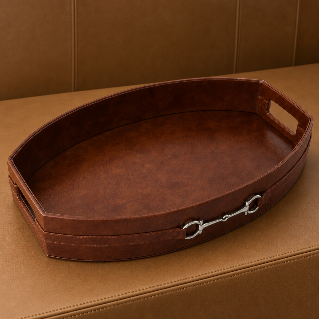 Equestrian Horse Bit Vegan Leather Tray 4