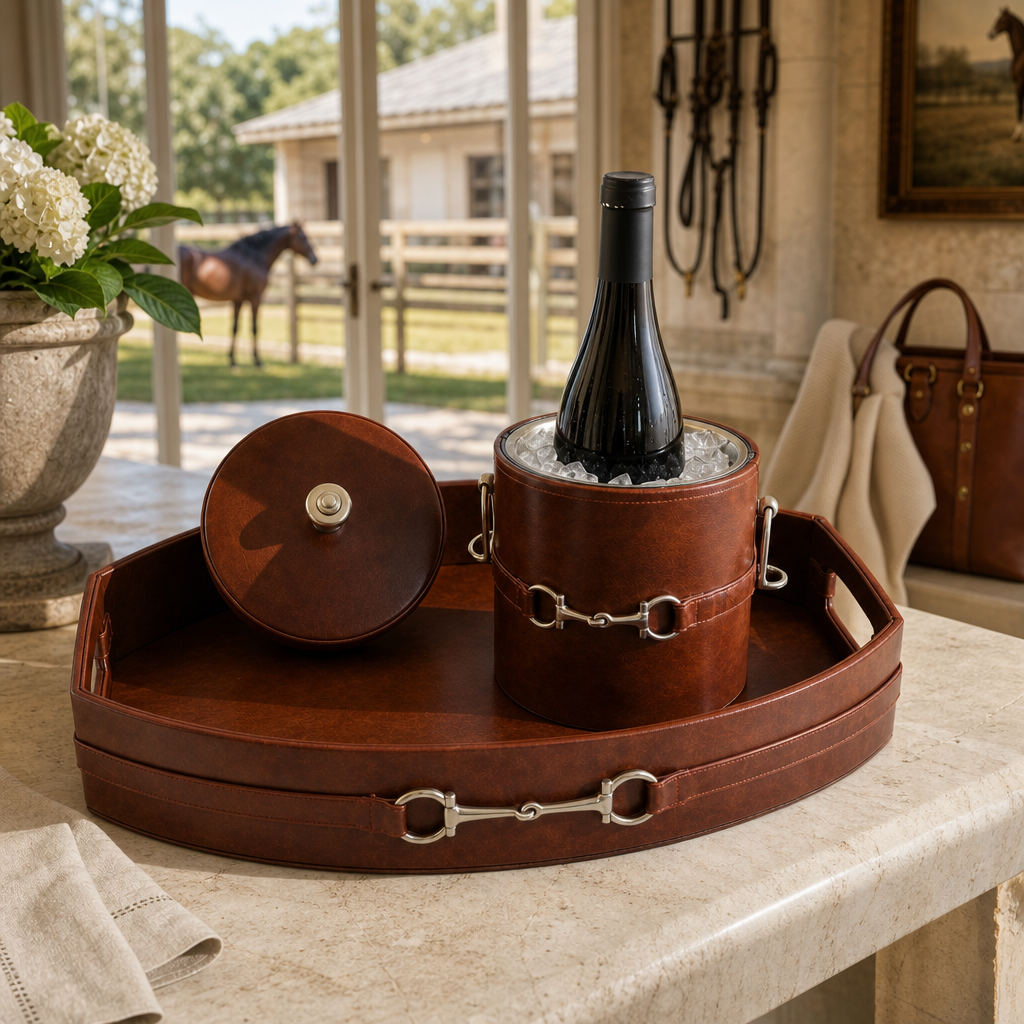 Equestrian Horse Bit Vegan Leather Tray 9