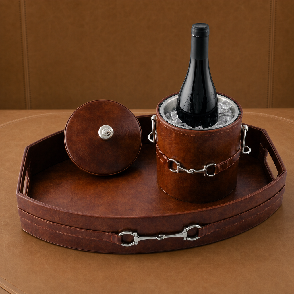 Equestrian Horse Bit Vegan Leather Tray 5