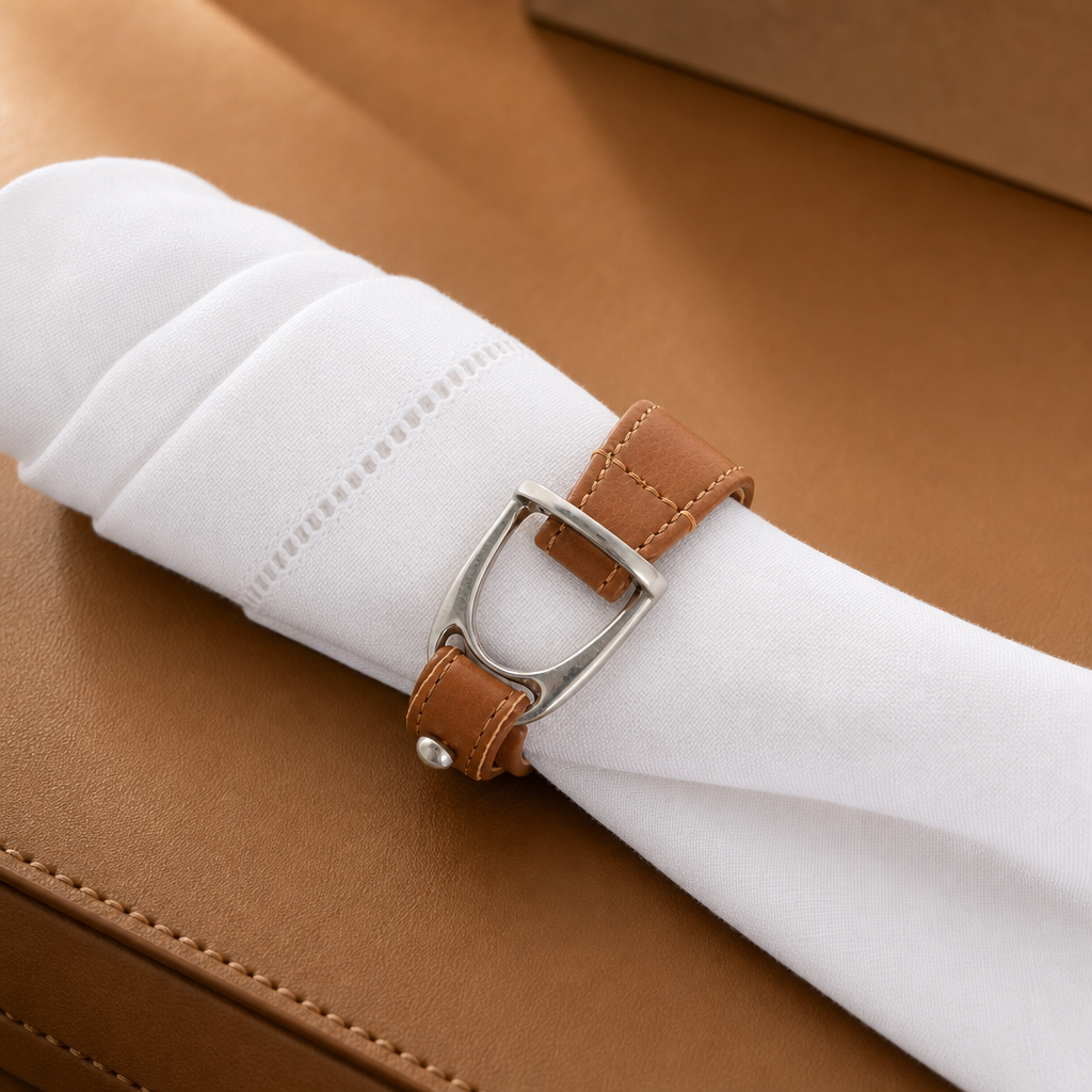 Stirrup Vegan Leather Napkin Ring 4