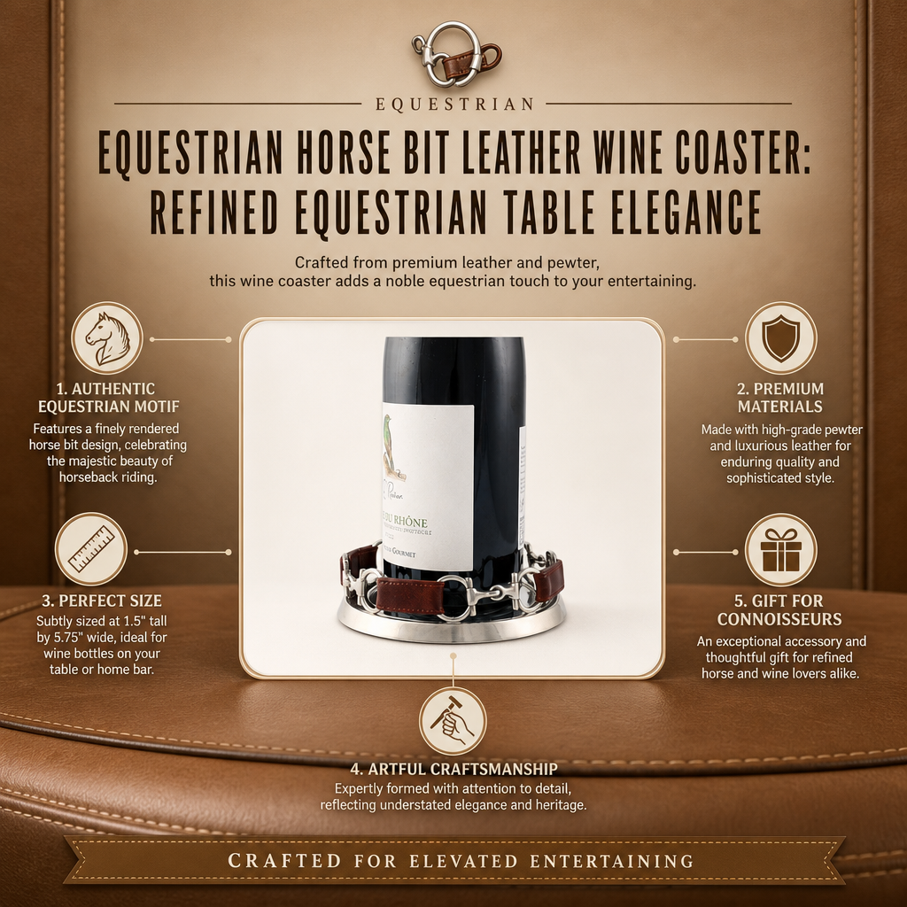 Equestrian Horse Bit Leather Wine Coaster: Refined Equestrian Table Elegance