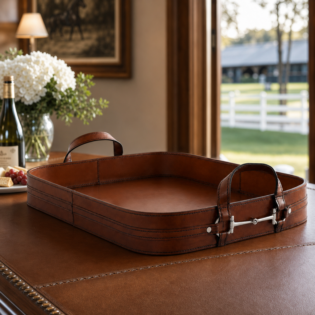 Premium Genuine Leather Bit Serving Tray – Perfect for Entertaining 6