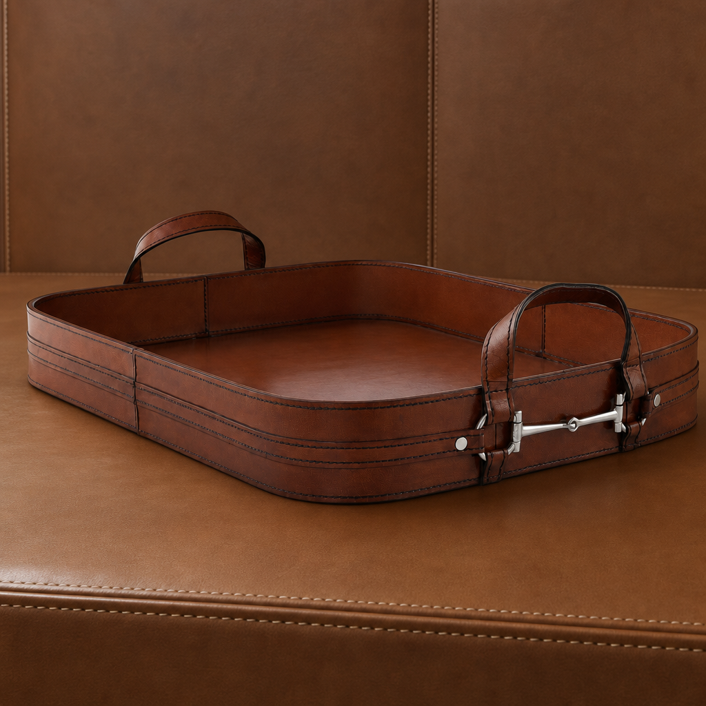 Premium Genuine Leather Bit Serving Tray – Perfect for Entertaining 2