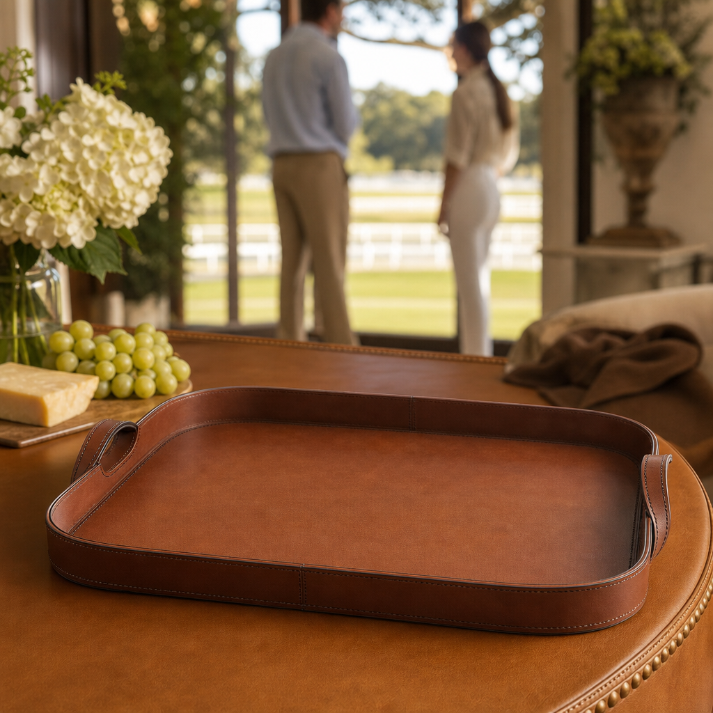 Premium Genuine Leather Bit Serving Tray – Perfect for Entertaining 7