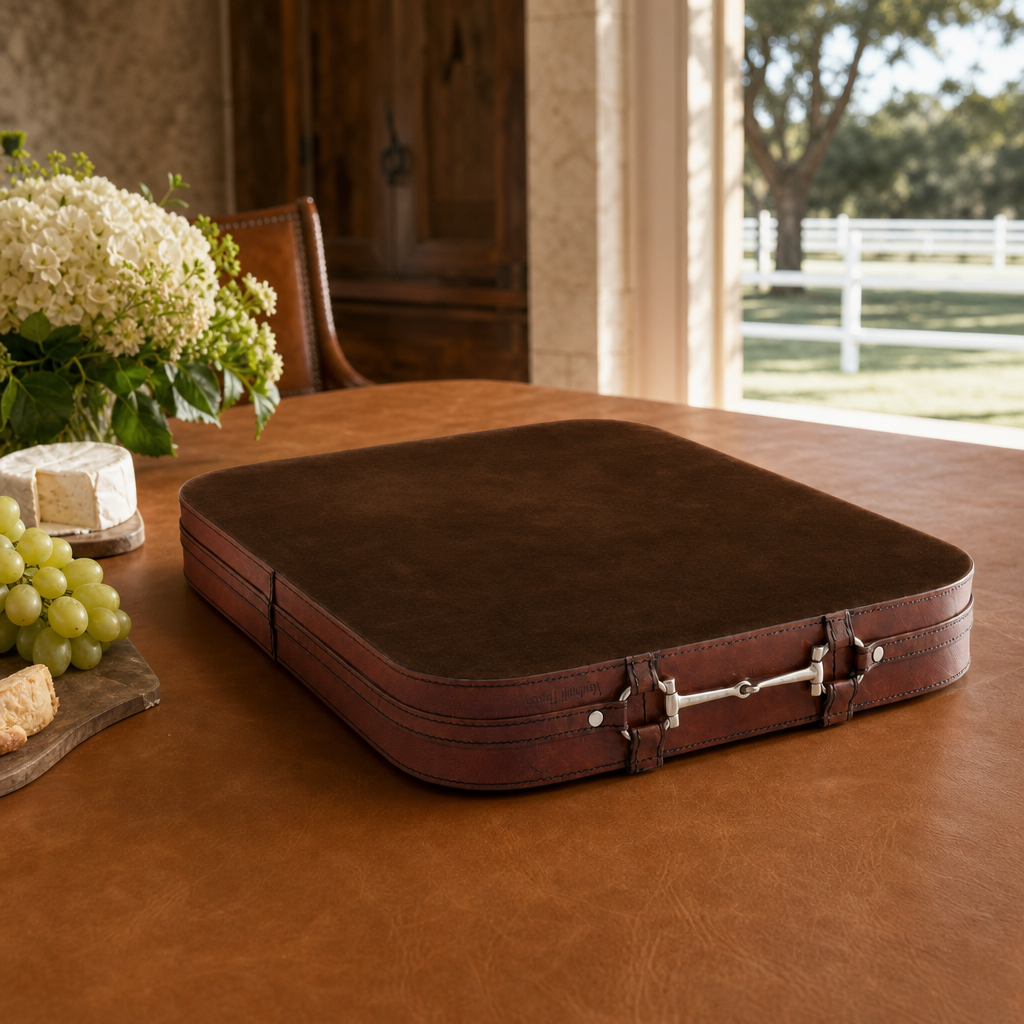 Premium Genuine Leather Bit Serving Tray – Perfect for Entertaining 9