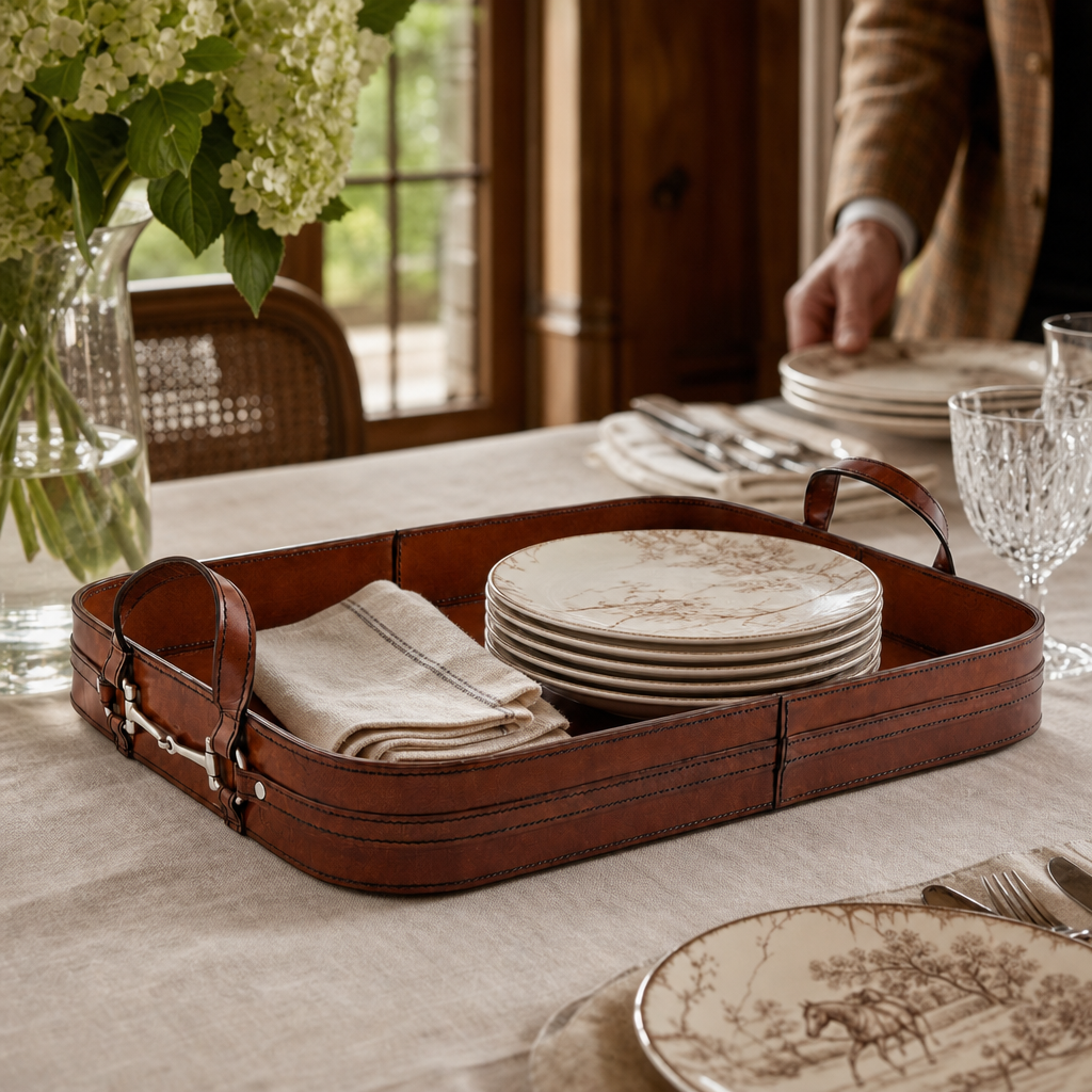 Premium Genuine Leather Bit Serving Tray – Perfect for Entertaining 9