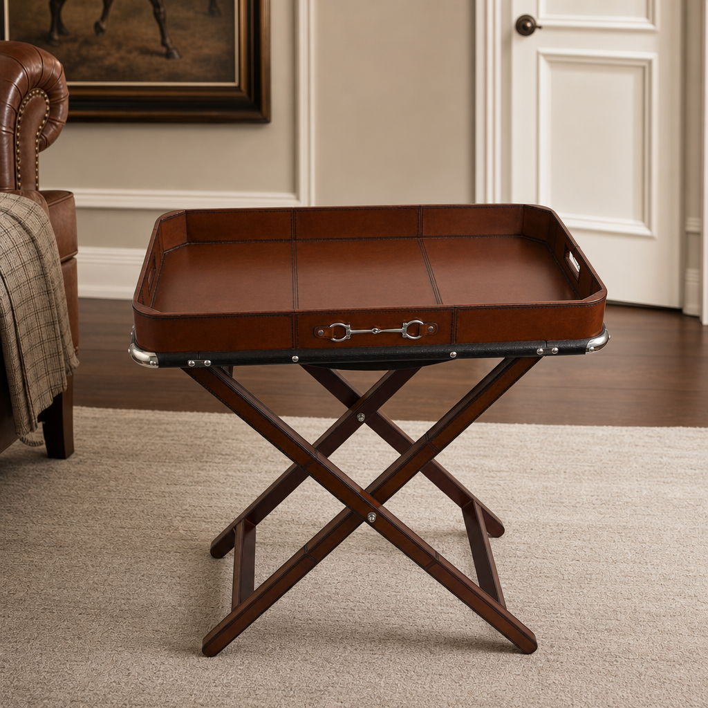 Equestrian Bit Leather Butlers Tray 1