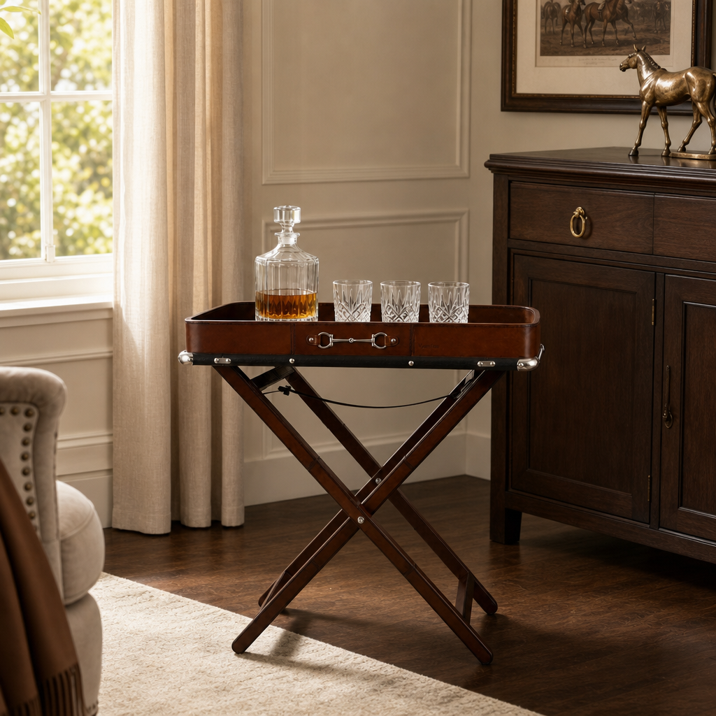 Equestrian Bit Leather Butlers Tray 3