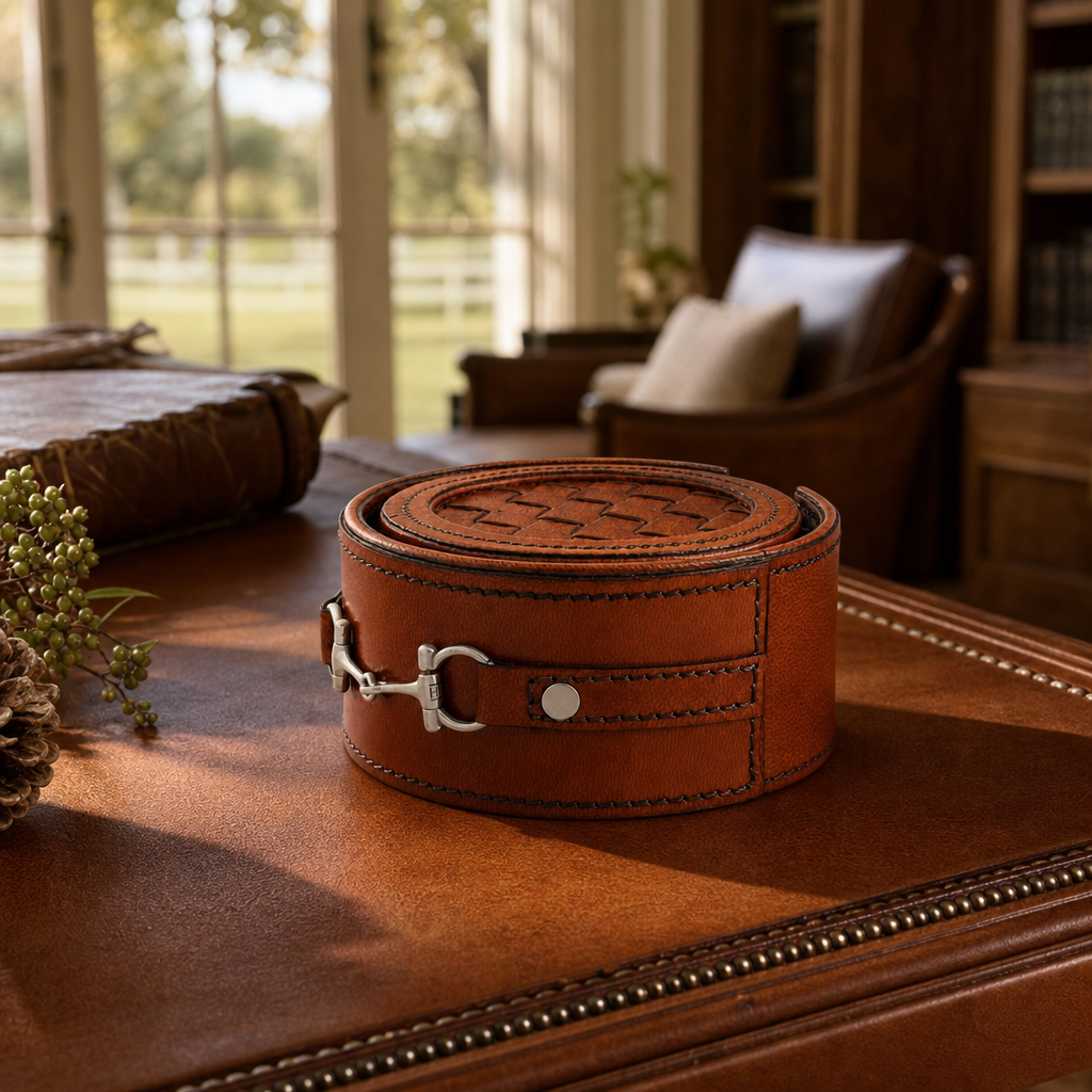 Premium Genuine Leather Coaster Set Bit - Set of 6 7