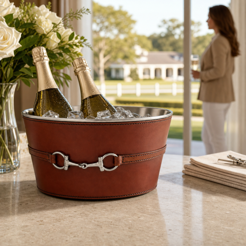 Premium Genuine Leather Bit Ice Tub – Sophisticated Beverage Cooler 6