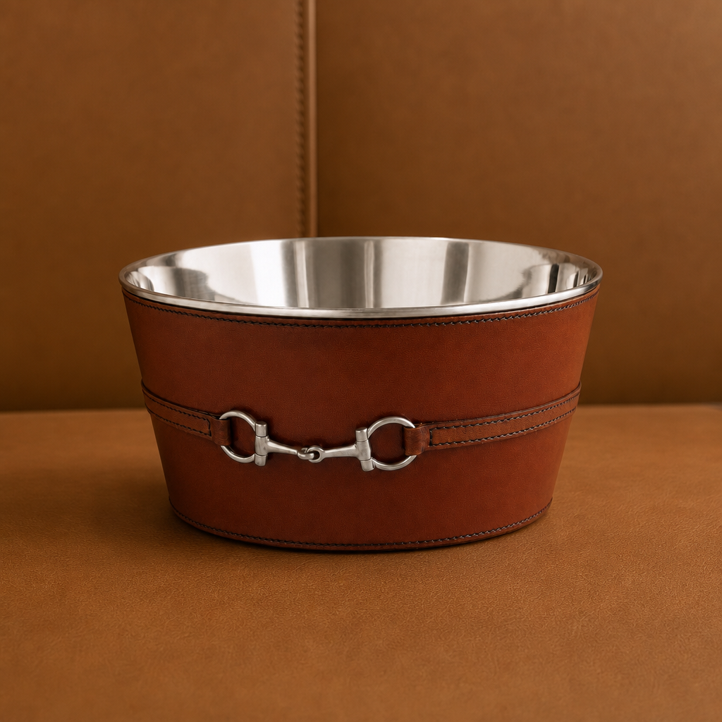 Premium Genuine Leather Bit Ice Tub – Sophisticated Beverage Cooler 1