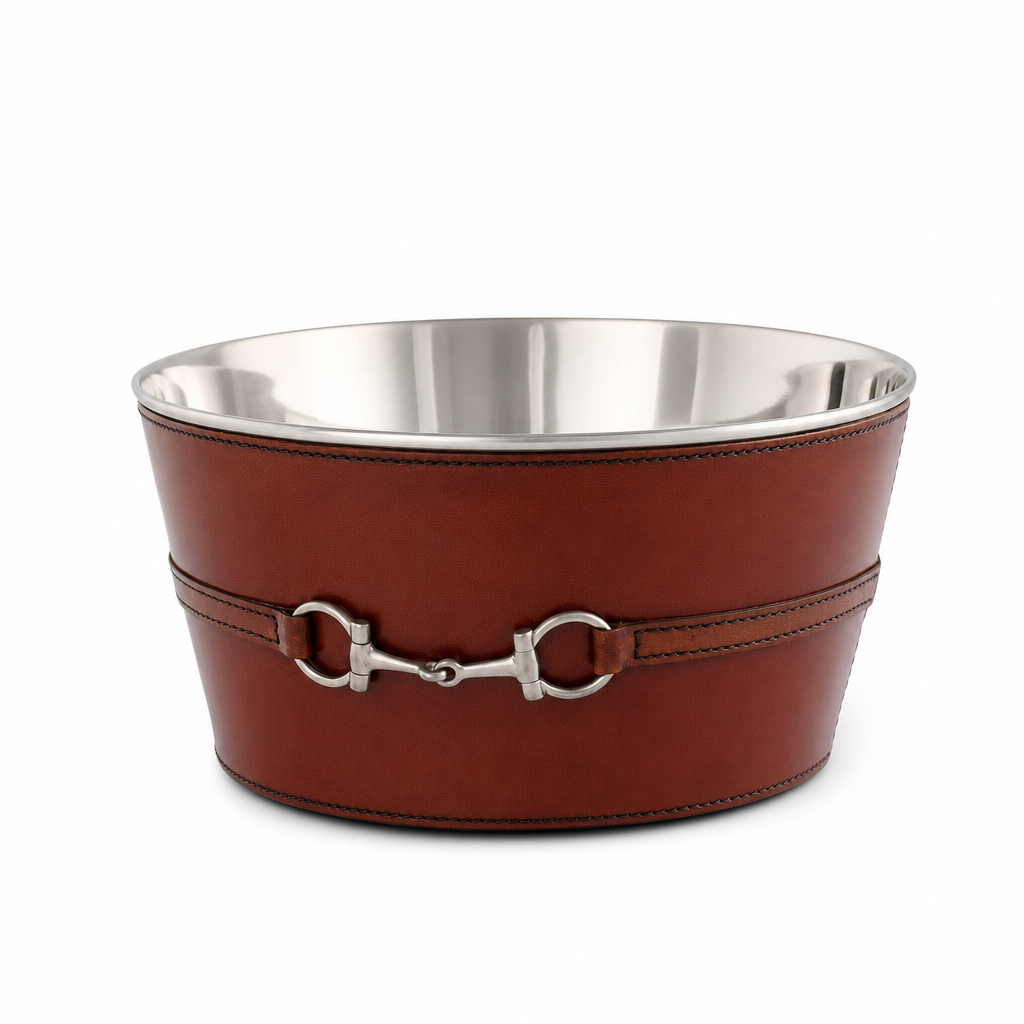 Premium Genuine Leather Bit Ice Tub – Sophisticated Beverage Cooler 1