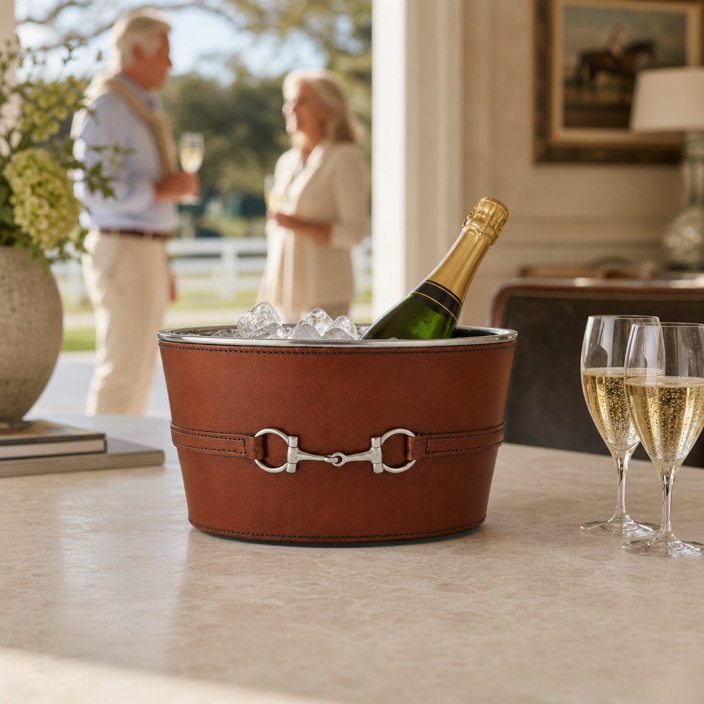Premium Genuine Leather Bit Ice Tub – Sophisticated Beverage Cooler 7