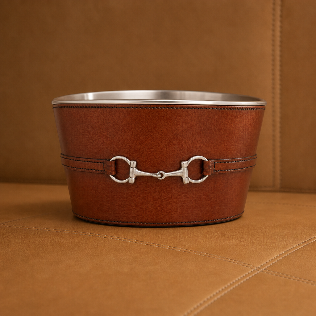 Premium Genuine Leather Bit Ice Tub – Sophisticated Beverage Cooler 3