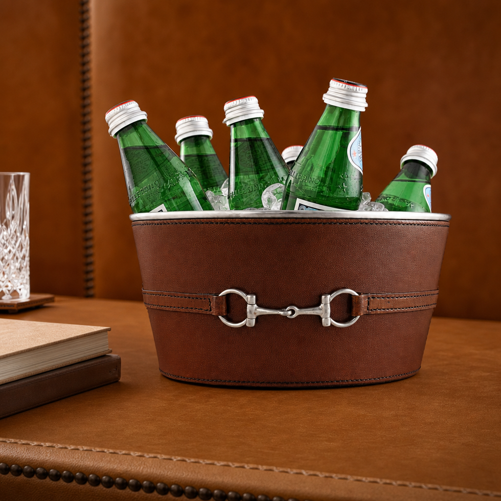 Premium Genuine Leather Bit Ice Tub – Sophisticated Beverage Cooler 5