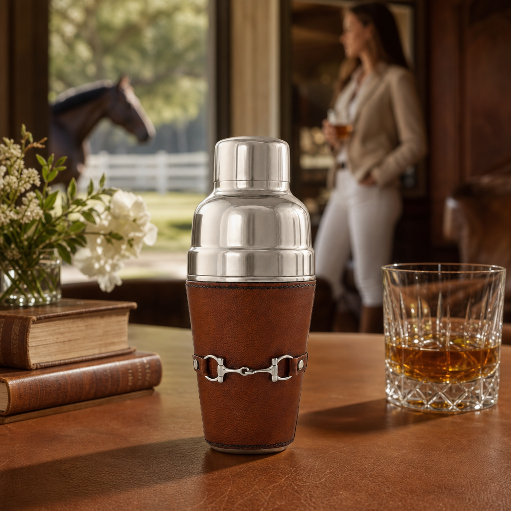 Premium Genuine Leather Equestrian Bit Cocktail Shaker 6