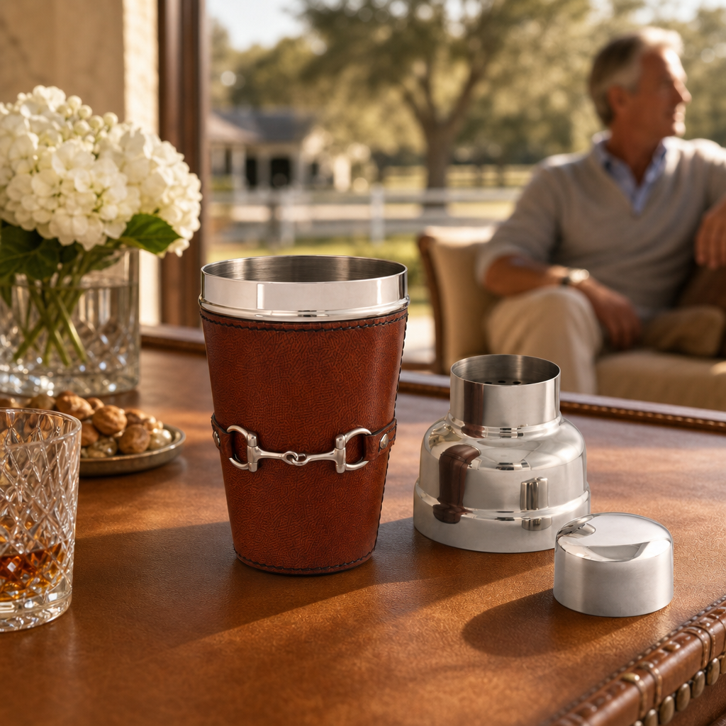 Premium Genuine Leather Equestrian Bit Cocktail Shaker 7