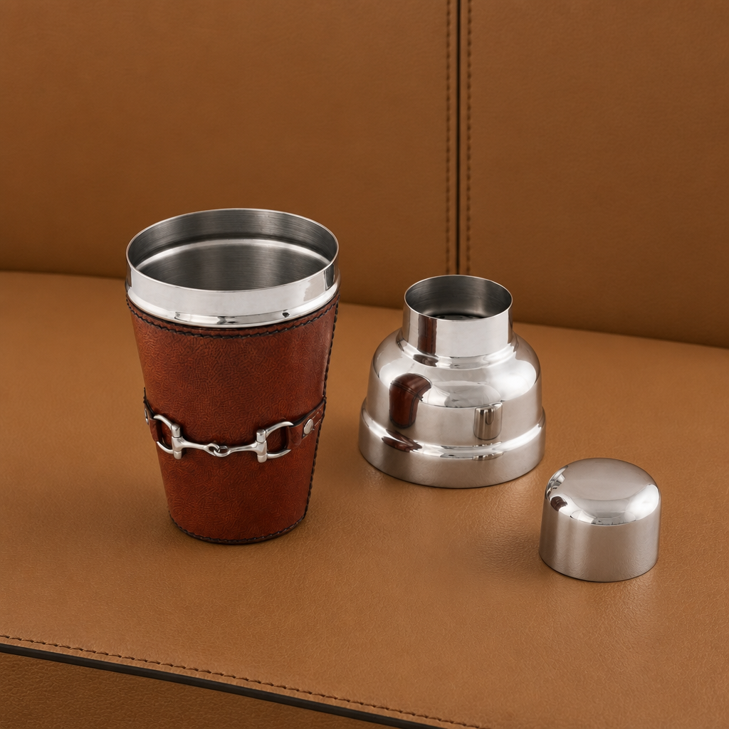 Premium Genuine Leather Equestrian Bit Cocktail Shaker 3