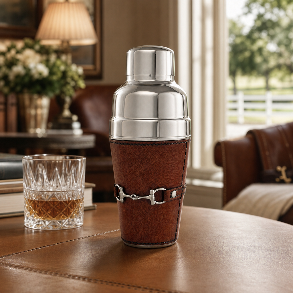 Premium Genuine Leather Equestrian Bit Cocktail Shaker 8