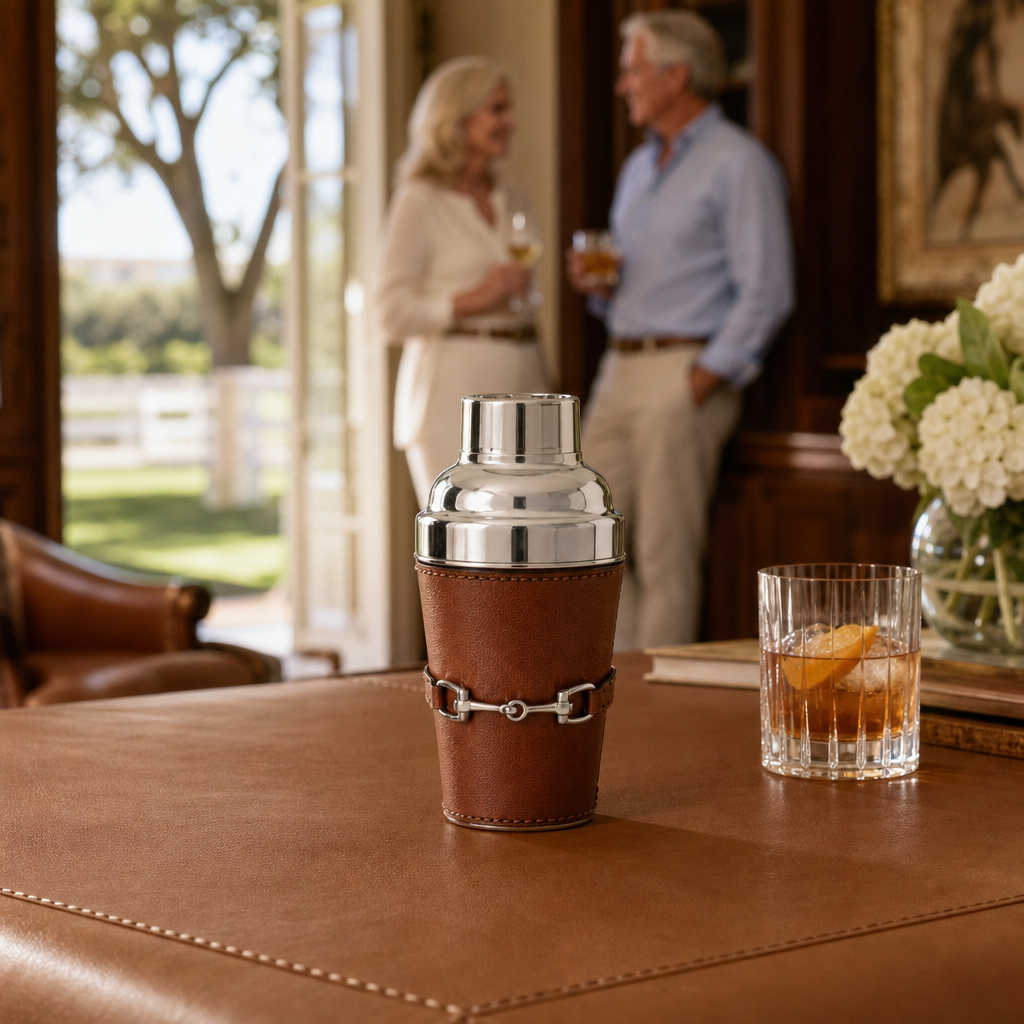 Premium Genuine Leather Equestrian Bit Cocktail Shaker 9