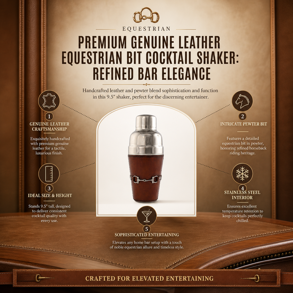 Premium Genuine Leather Equestrian Bit Cocktail Shaker 11