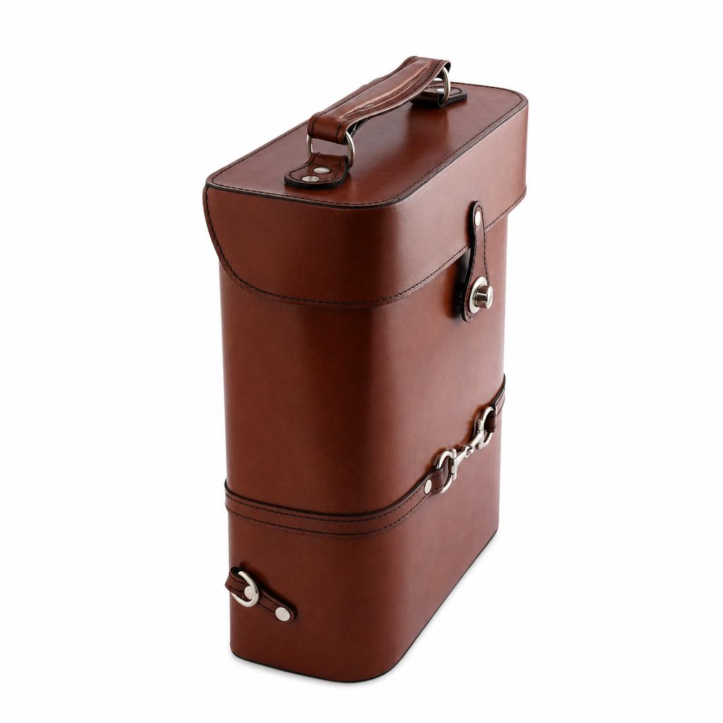 Premium Genuine Leather Double Wine Bottle Carrier / Tote with Bit Design 8