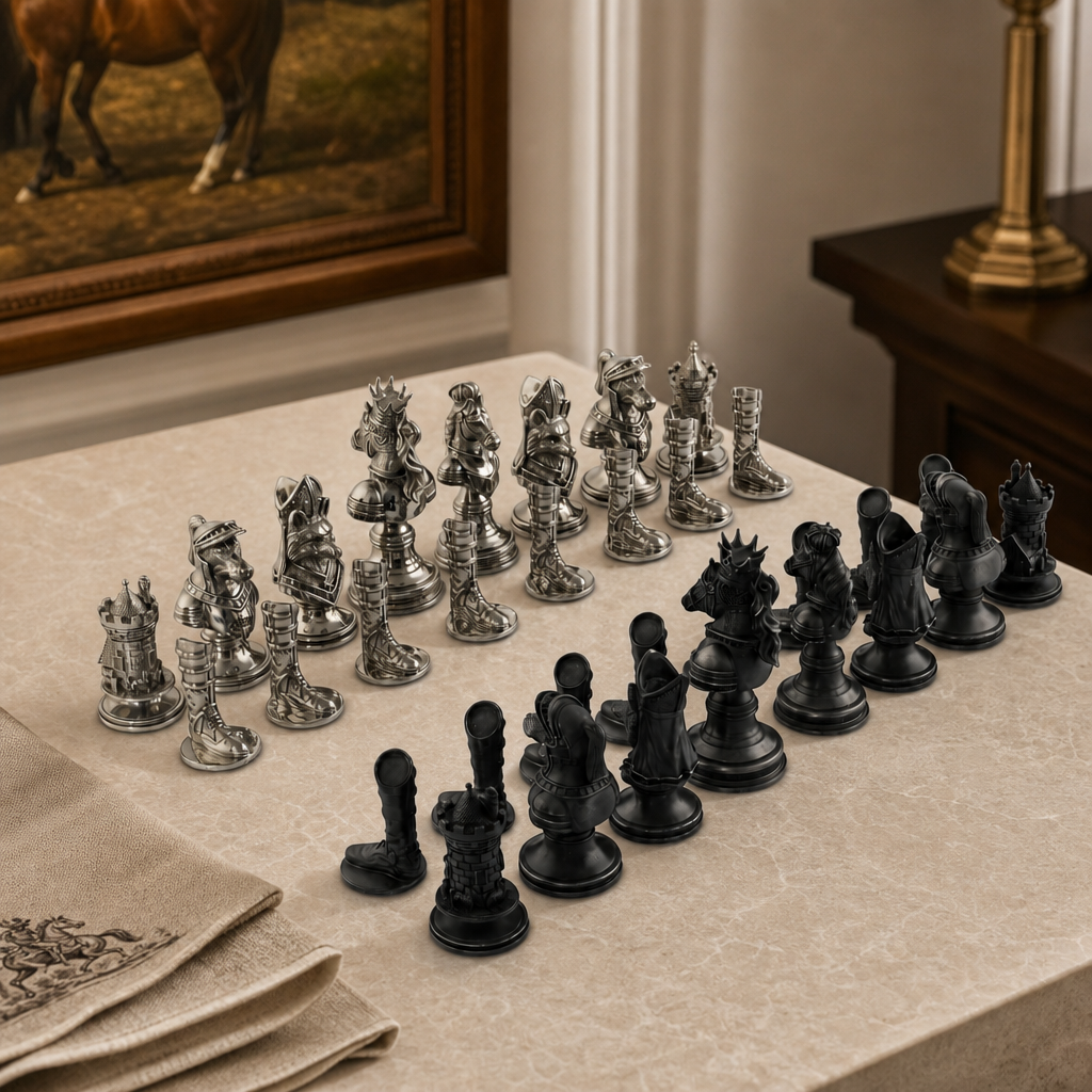 Pewter Equestrian Hunt Chess Pieces 1