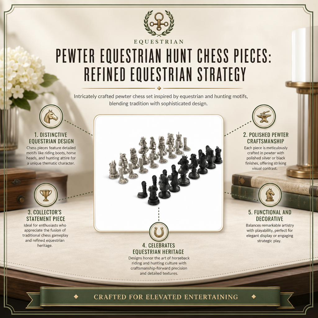 Pewter Equestrian Hunt Chess Pieces: Refined Equestrian Strategy