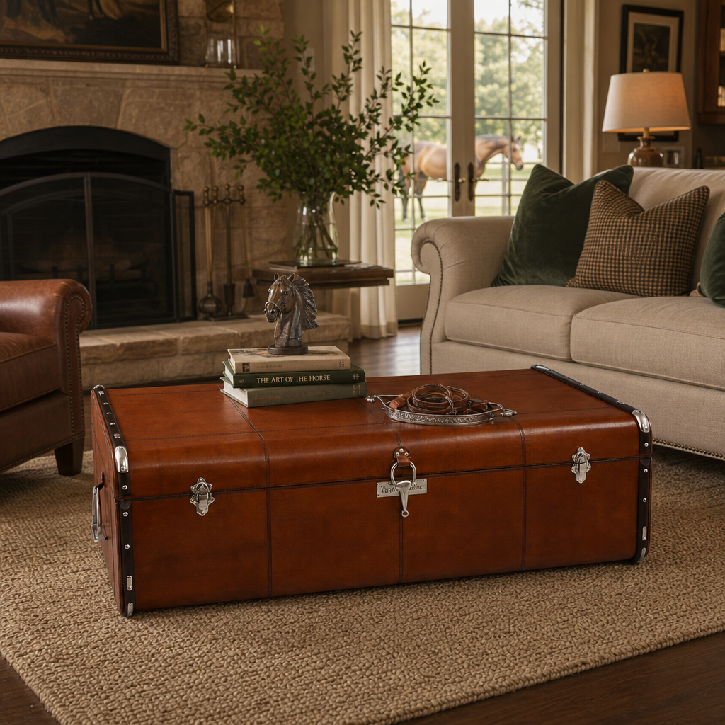 Stirrup Cognac Leather Coffee Table - Large 6