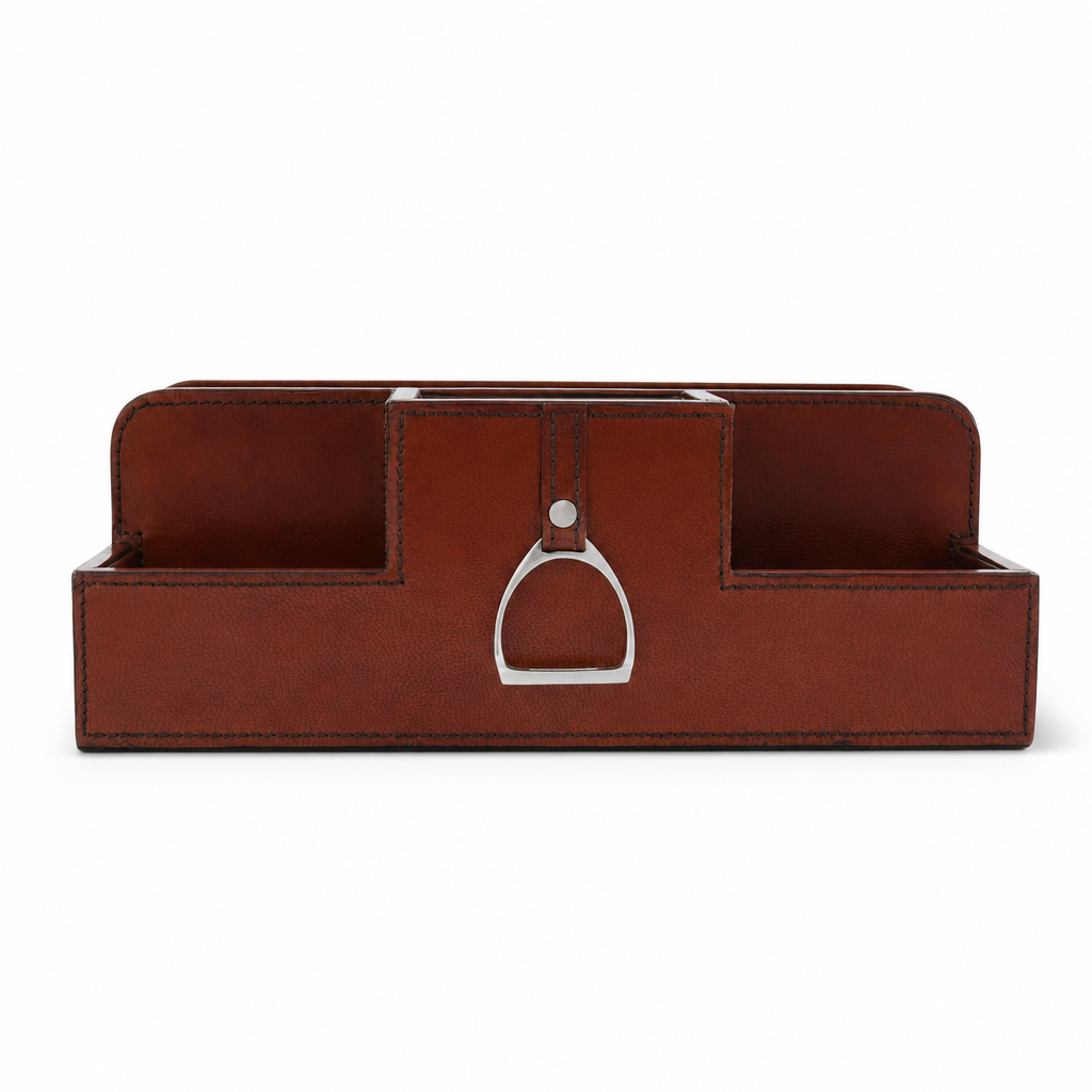 Premium Genuine Leather Stirrup Desk Organizer for Office 1
