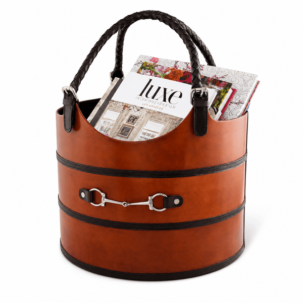 Premium Genuine Leather Equestrian Bit Magazine Basket – Stylish Home and Office Organizer 1