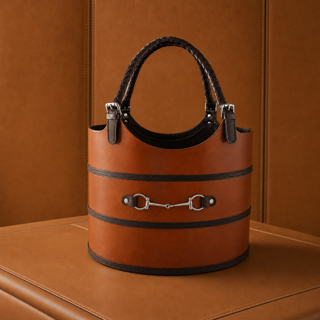 Premium Genuine Leather Equestrian Bit Magazine Basket – Stylish Home and Office Organizer 4