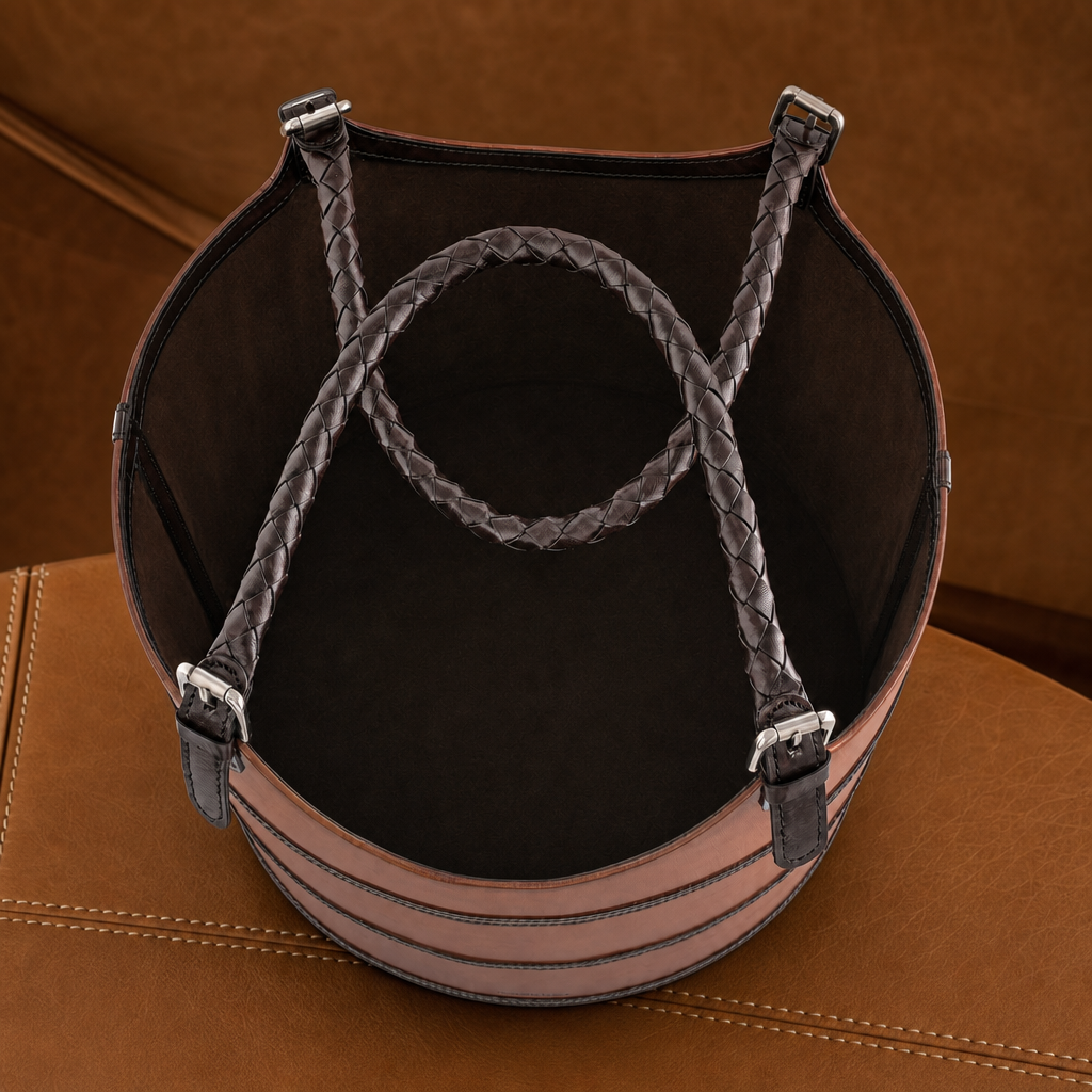 Premium Genuine Leather Equestrian Bit Magazine Basket – Stylish Home and Office Organizer 5