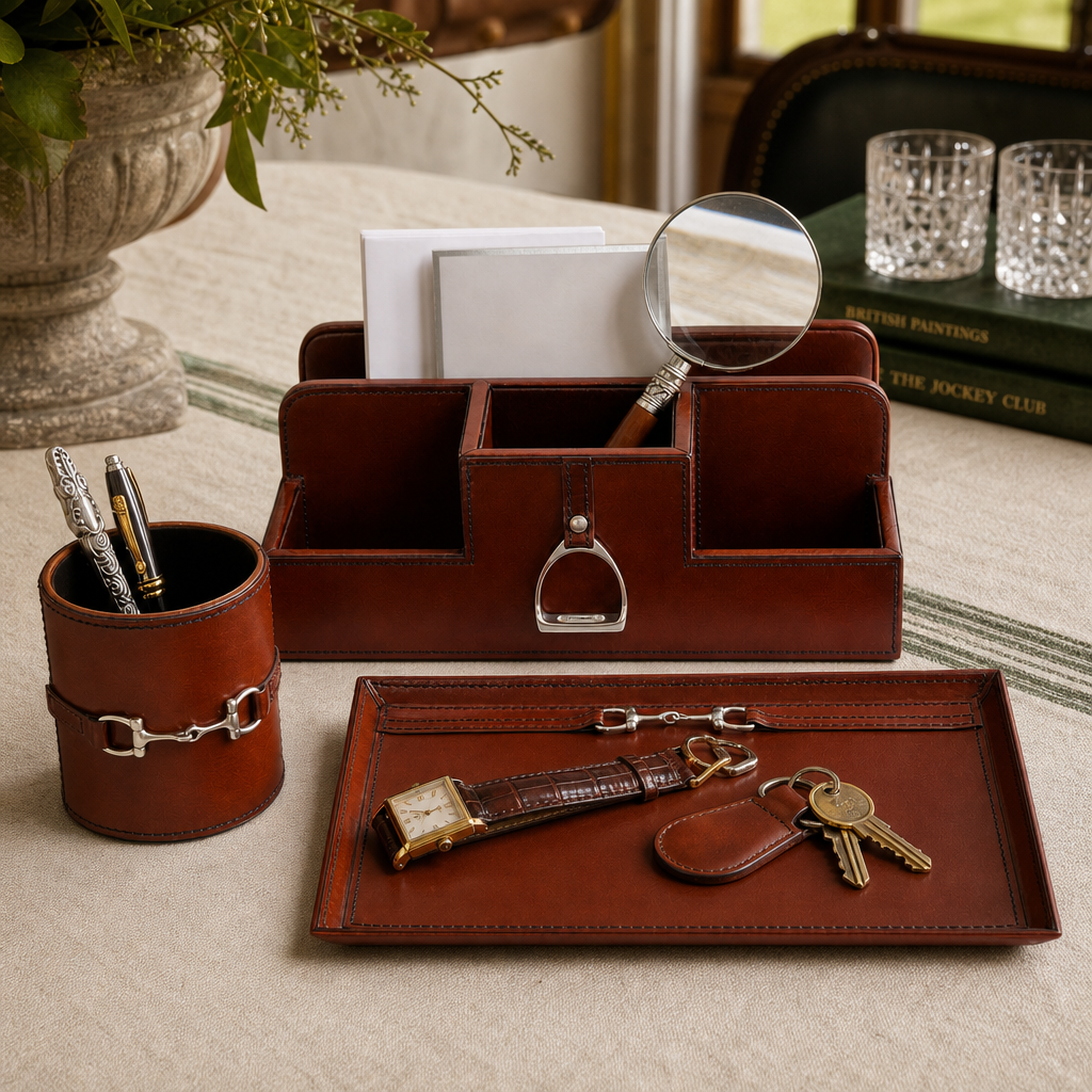 Premium Genuine Leather Equestrian Bit Catchall Tray 9