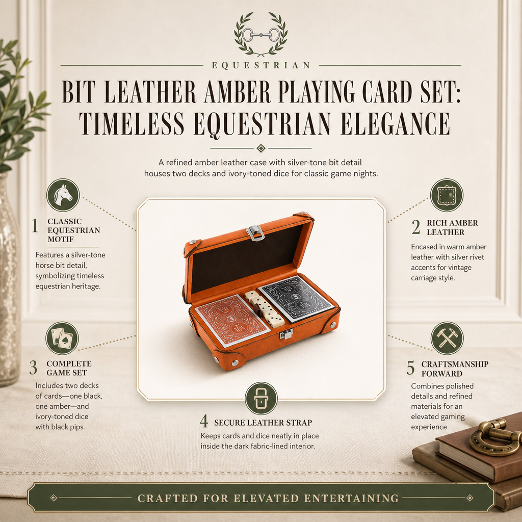 Bit Leather Amber Playing Card Set: Timeless Equestrian Elegance
