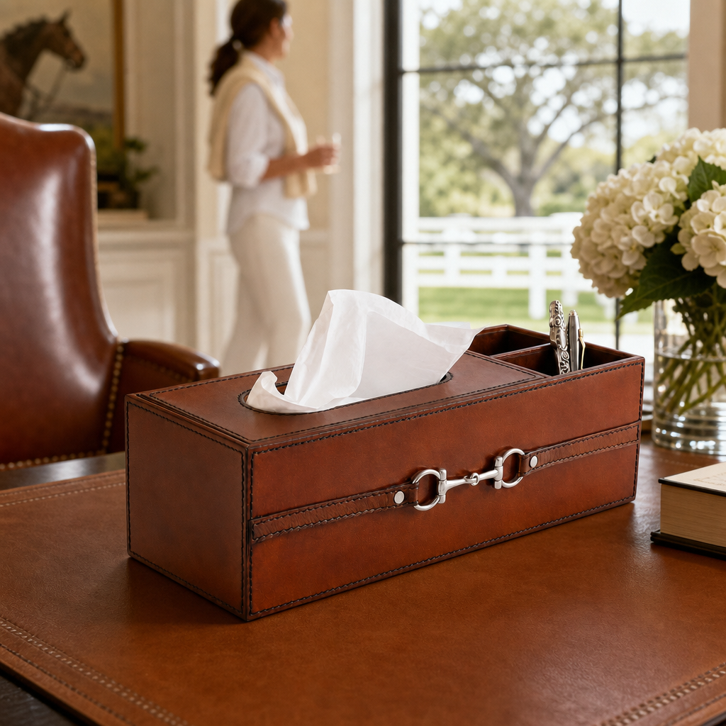 Premium Genuine Leather Bit Office Tissue Box 6