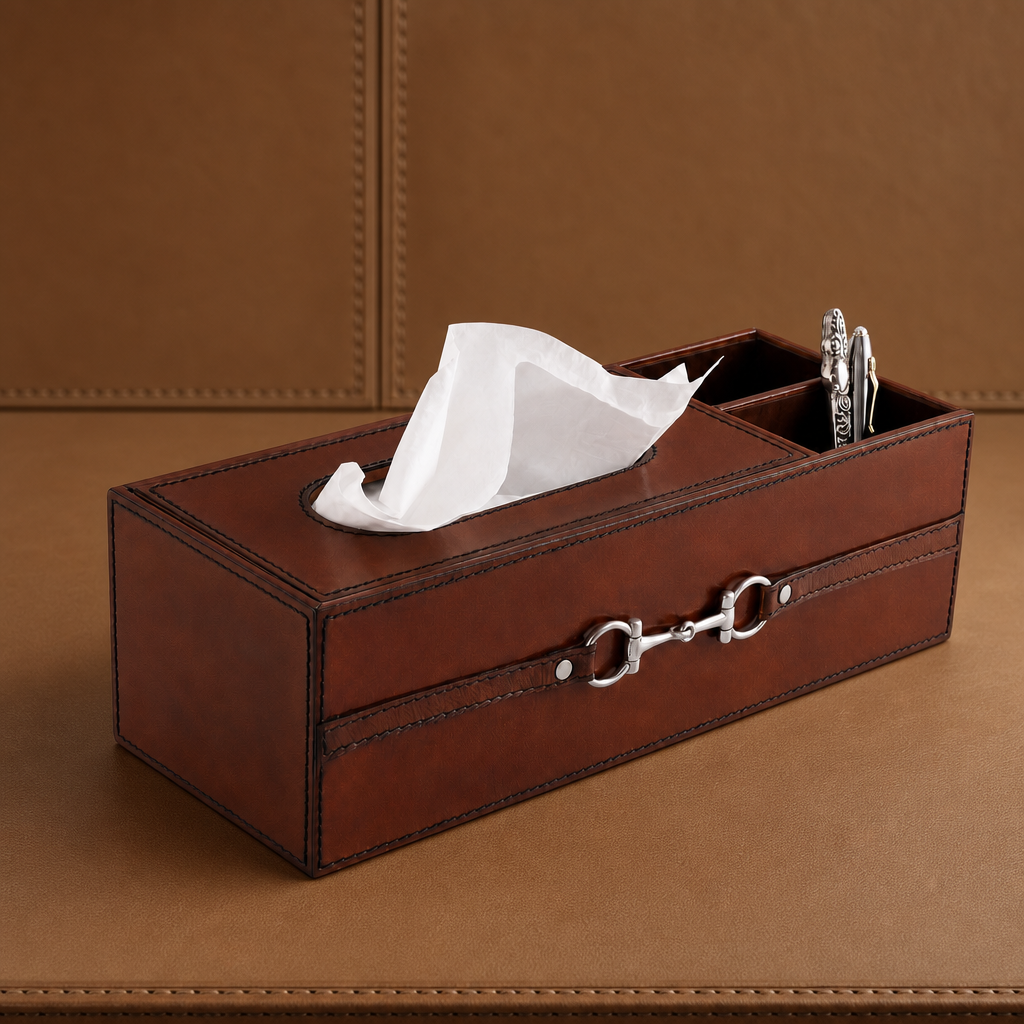 Premium Genuine Leather Bit Office Tissue Box 2
