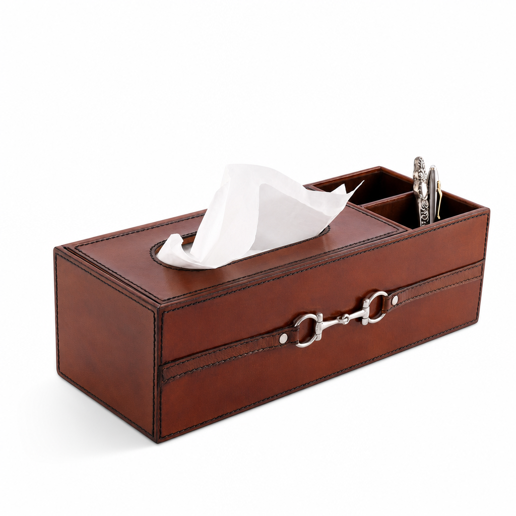 Premium Genuine Leather Bit Office Tissue Box 1
