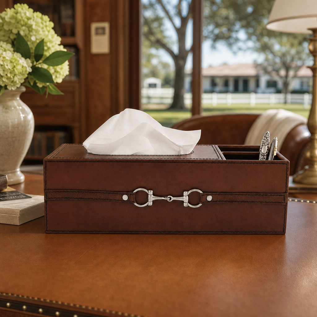 Premium Genuine Leather Bit Office Tissue Box 7
