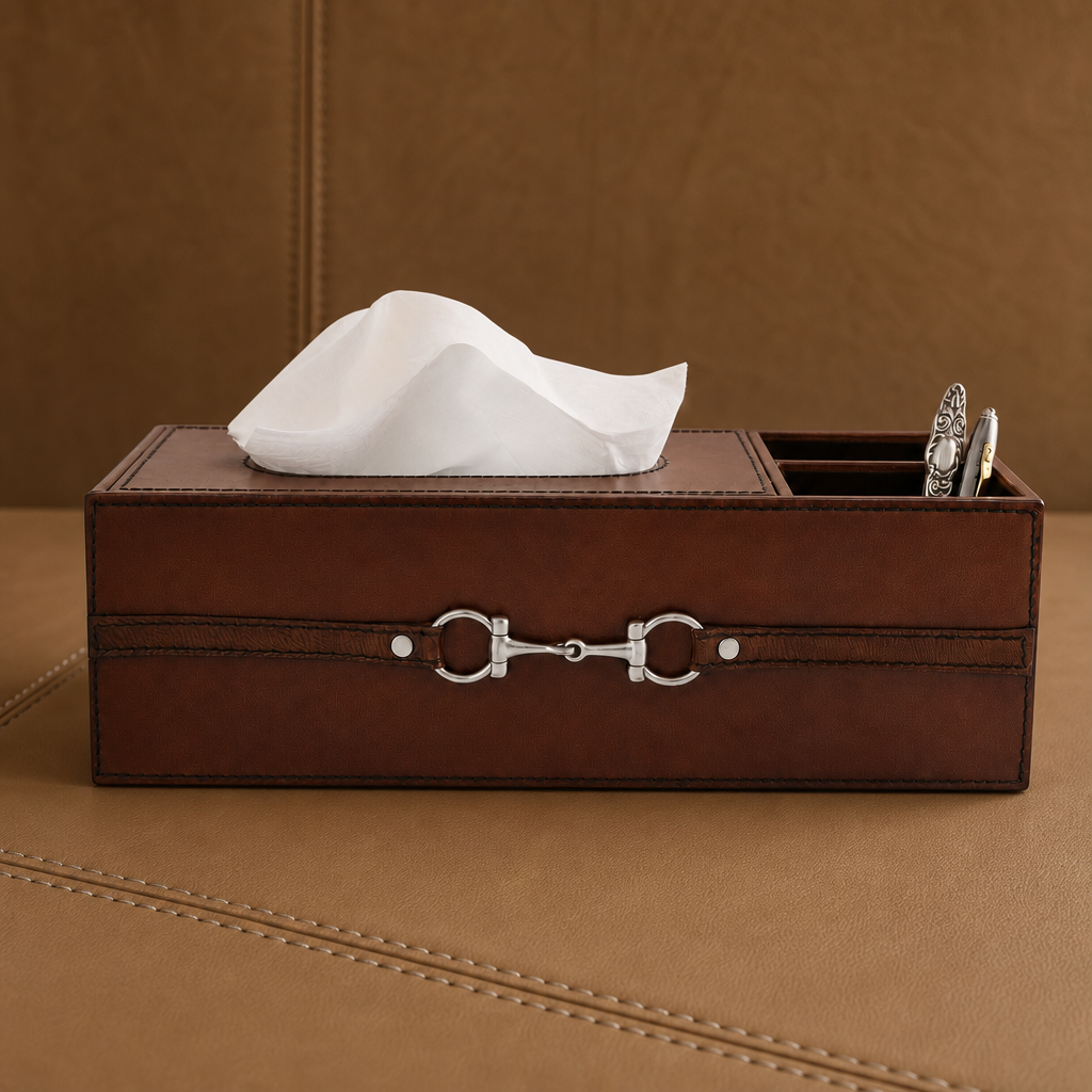 Premium Genuine Leather Bit Office Tissue Box 3