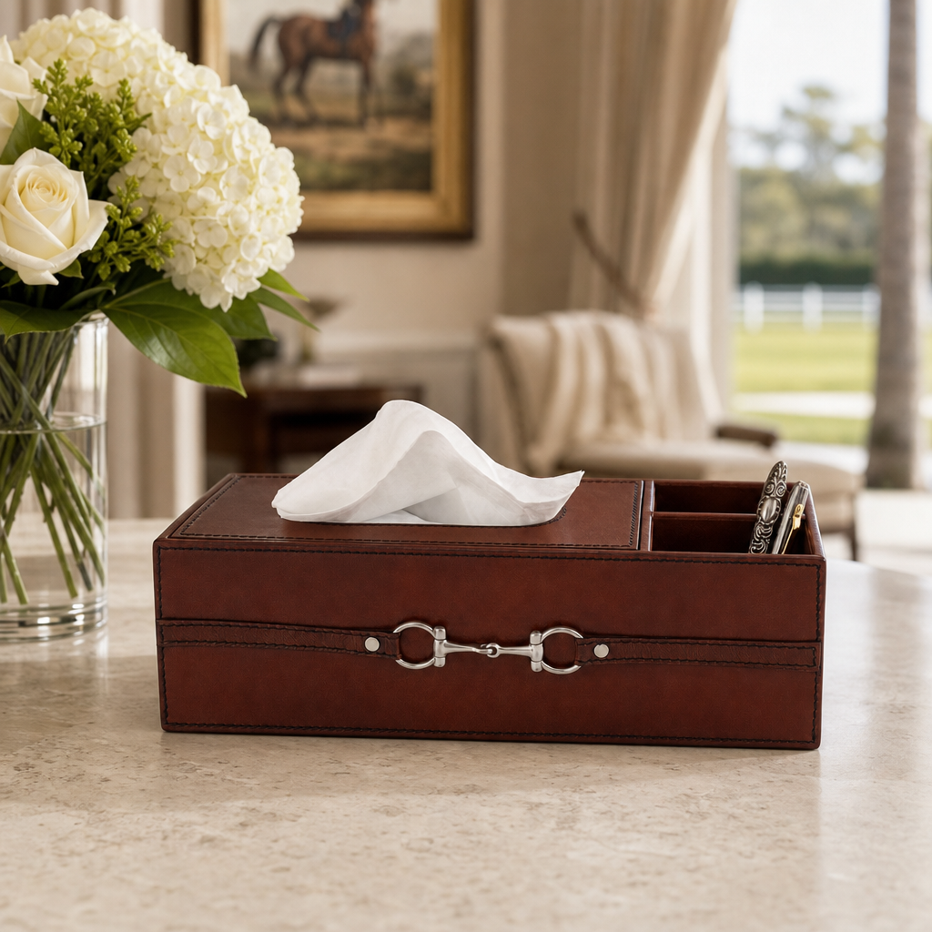 Premium Genuine Leather Bit Office Tissue Box 9